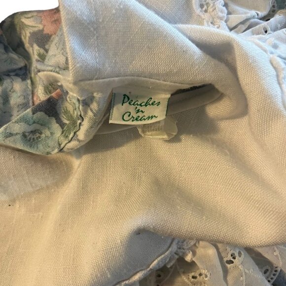 Vtg girls dress 4T Peaches N Cream green floral prairie long sleeve - Picture 3 of 6